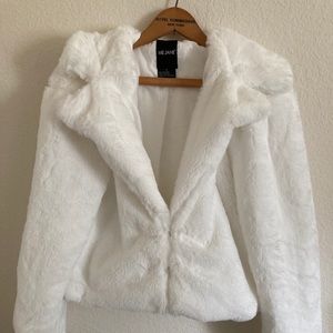 Me Jane Faux Fur White Coat